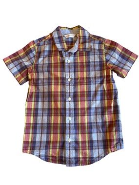 Janie & Jack Multicolor Plaid Shirt | Short-Sleeve Button-Down Size 6